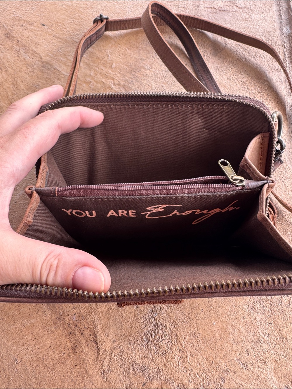 STS Ranchwear Brown Distressed Leather Crossbody Wallet Organizer Western Purse - Picture 12 of 14